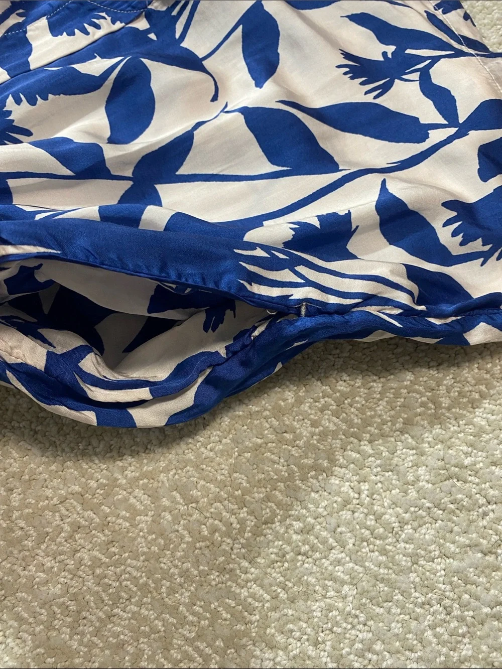 Anthropologie Blue Floral High-Waist Shorts Size L 100% Viscose